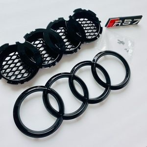 Audi glossy black ring grill emblem with hardware and RS7 badge NEW